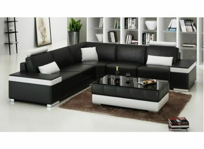 L-Form Ledersofa Polster Sitz Couch Garnitur Ecksofa Sofa Couch